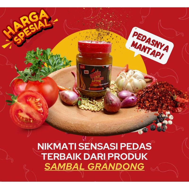 

sambalgrandong200gr-sambalgeprek,banyak varian,geprek,lumpur Lapindo,kembang desa, laut selatan