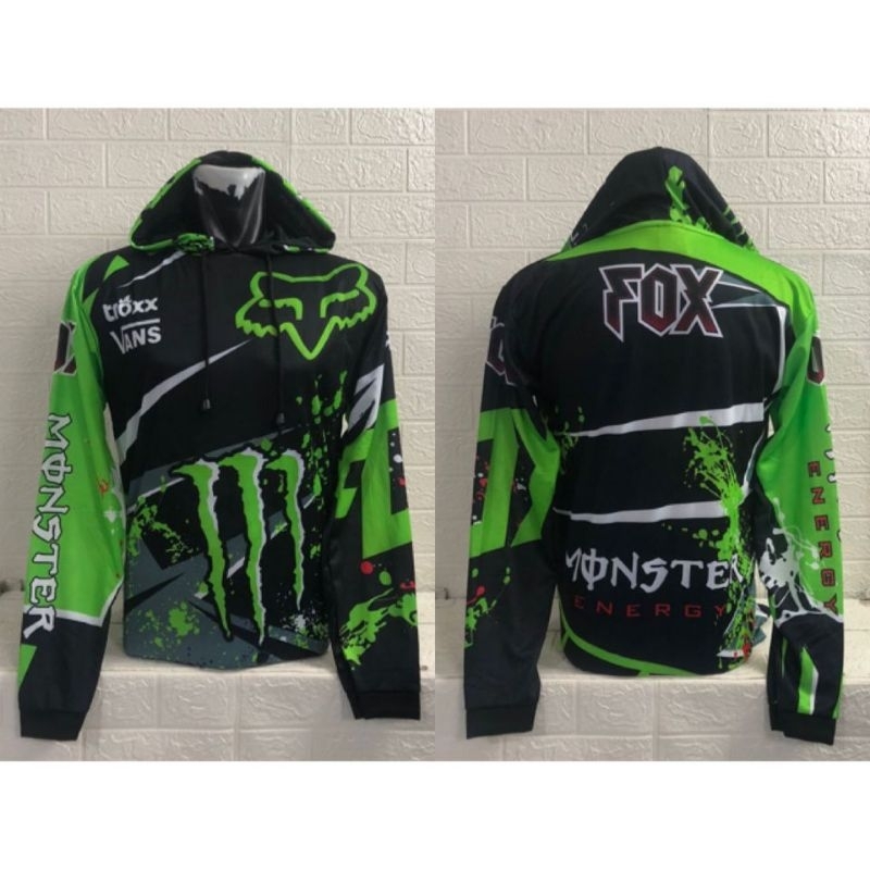Kaos Jersey Kupluk Motorcross Trail Fullprinting lengan panjang