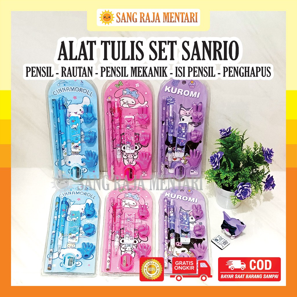 

Alat Tulis Set Sanrio Dapat Pensil Rautan Pensil Mekanik Penghapus Stationary Anak ATK Sekolah Kantor