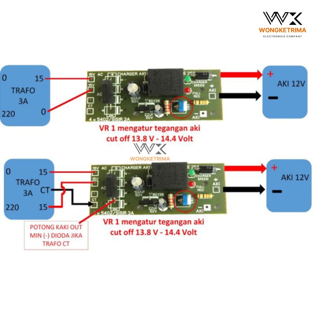 KIT CHARGER AKI 12V OTOMATIS CUT OFF CAS AKI OTOMATIS