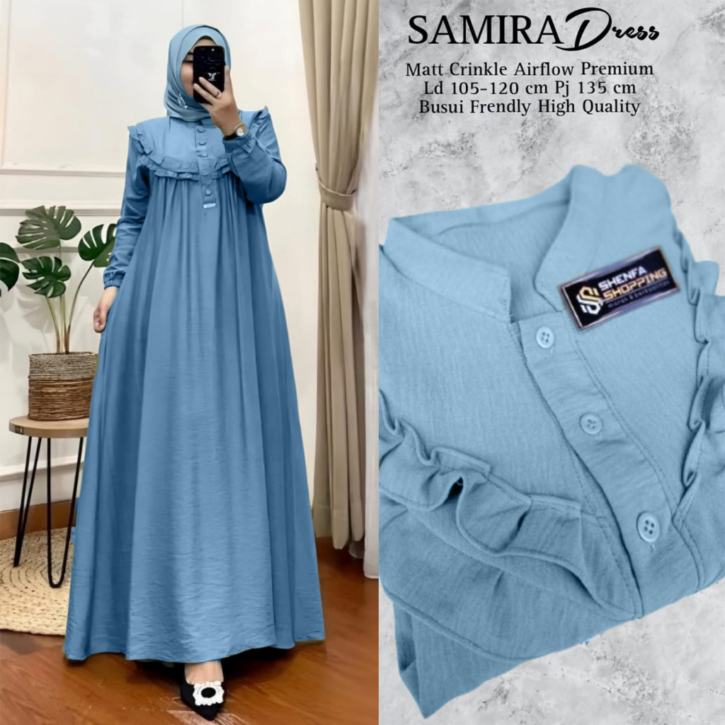 Gamis Polos Crinkle Airflow Jumbo // Gamis Wanita Kancing Depan Hiduo Cocok Buatt Busui