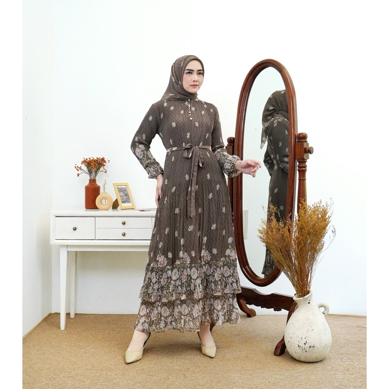 Dania Gamis Set Hijab / Baju Kondangan Wanita Kekinian / Gamis Lebaran