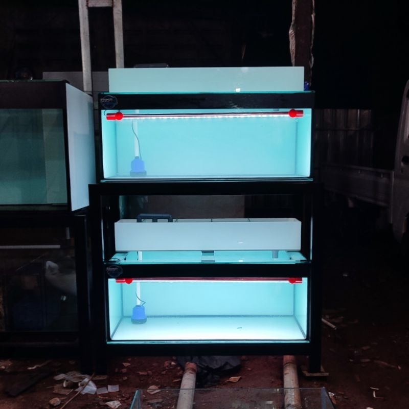 PAKET AQUARIUM 2 SUSUN 100X40X40 FULL KACA 8MM