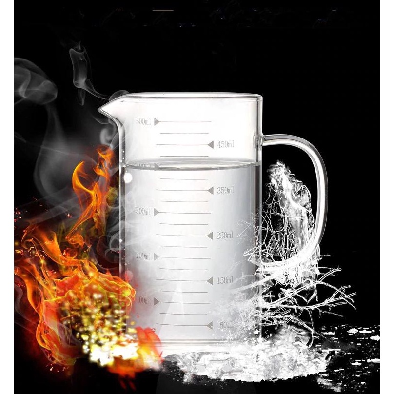 gelas takar kaca borosilicate tutup kayu  measuring jug glass heat resistant gelas ukur besar