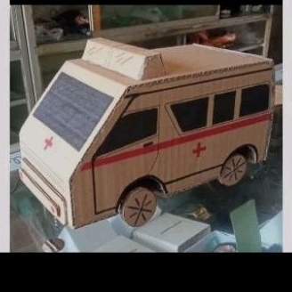 

tugas sekolah prakarya kardus/kerajinan kardus miniatur Ambulan