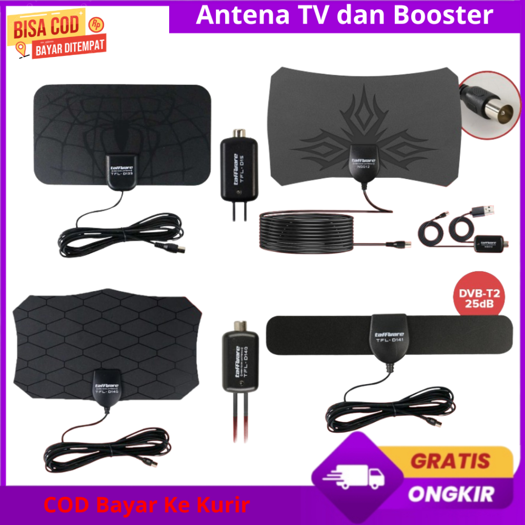 Antena TV Digital Indoor Sinyal Kuat Super Jernih Dengan Sinyal Booster 25dB  beragam saluran hibura