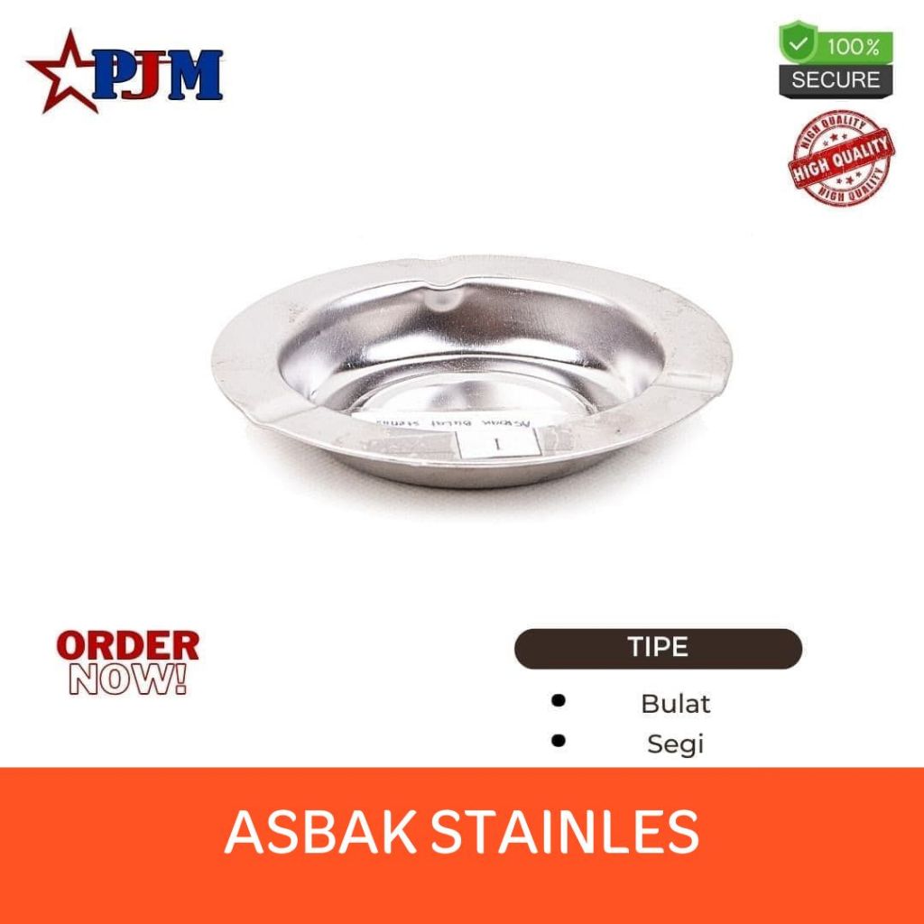 Asbak Bulat 1 Lsn (12 Pcs)/Asbak Segi/Asbak Rokok Stainless/Tempat Putung Rokok