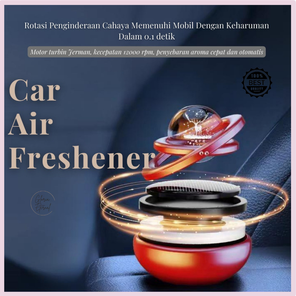 [Gloria] Parfum Mobil Tahan Lama / Pewangi Mobil Energi Matahari Bisa Berputar Bola Krystal Termurah