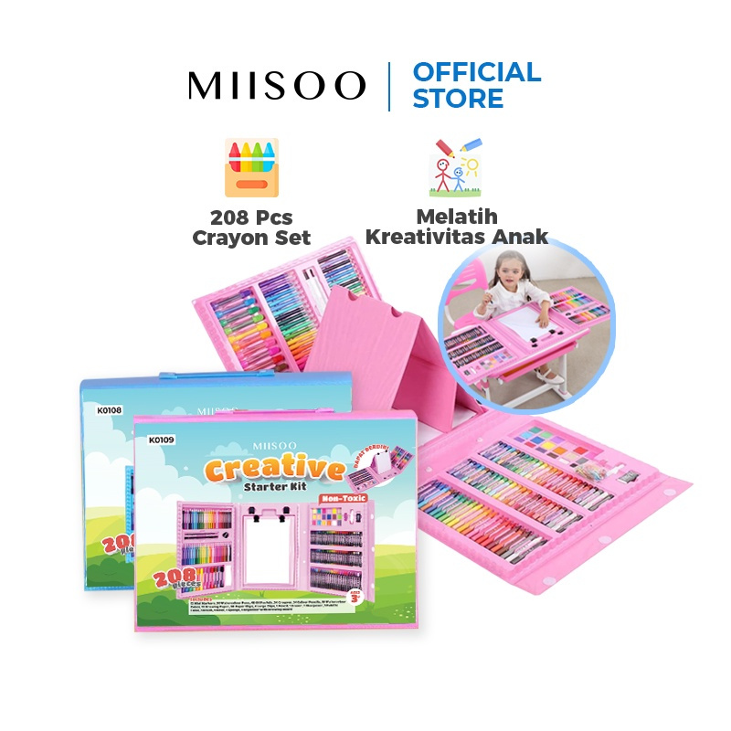 

[Cece Fancy Items Exclusive] MIISOO Crayon 208 PCS Set Pensil Warna Pastel Pensil Minyak warna untuk Melukis dan mewarnai