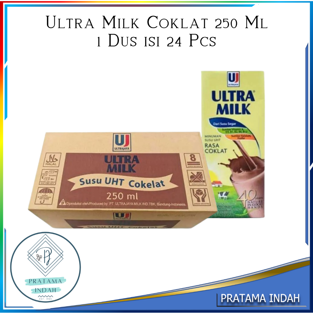 

SUSU ULTRA MILK COKLAT 250 ML 1 DUS ISI 24 PCS - SUSU UHT COKLAT ULTRA 250ML(GROSIR & ECERAN)