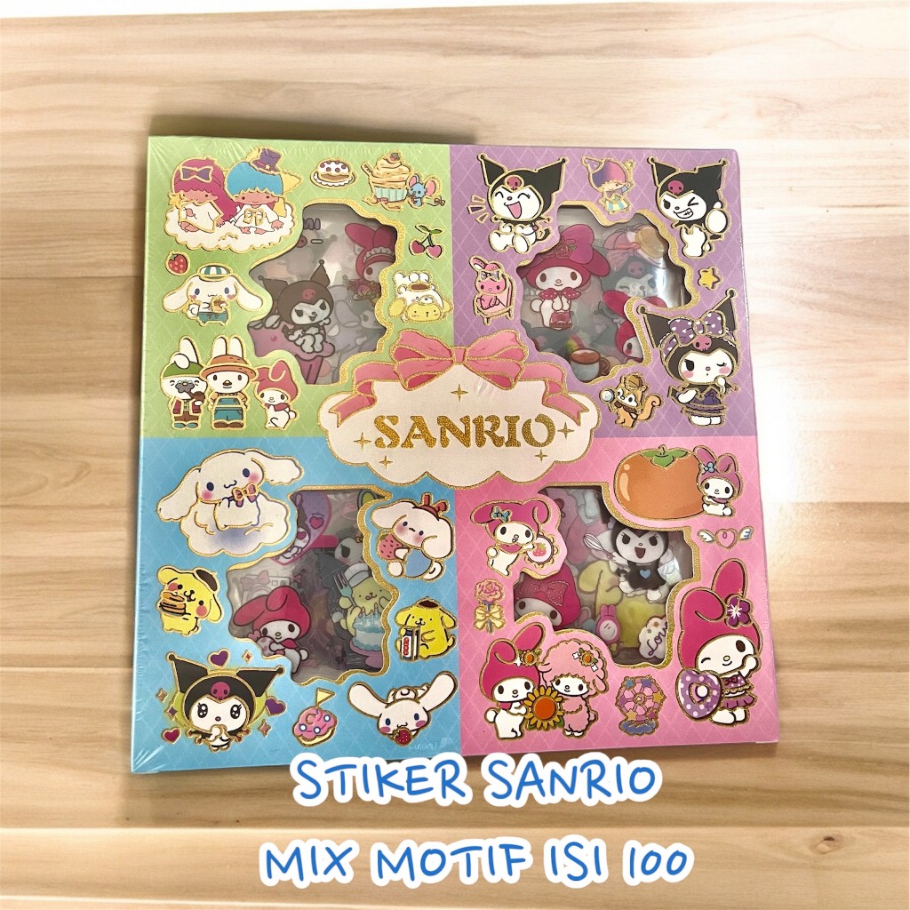 

Sticker Sanrio Sticker Waterproof 1 Box isi 100 Pcs Mix Motif