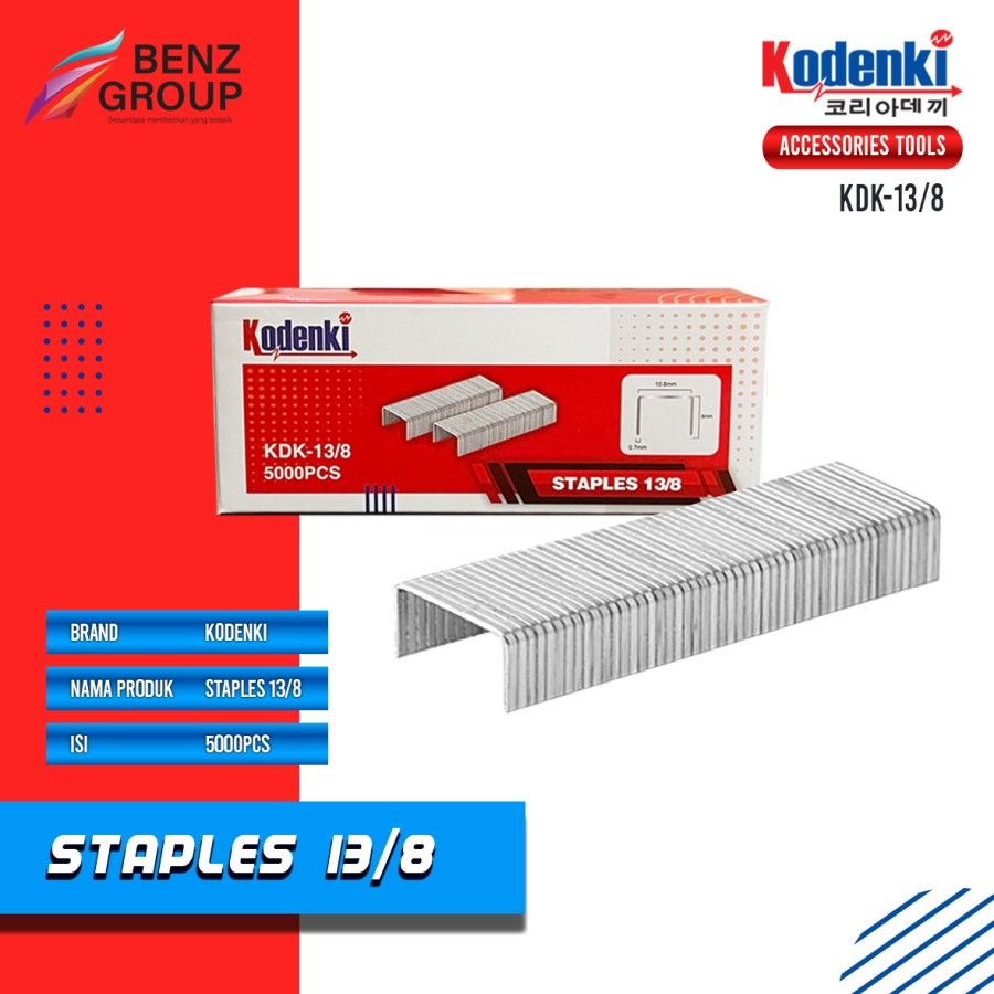 

Isi staples 13/8 (8mm) tembakan tangan R23 isi gun tacker 5000 kodenki