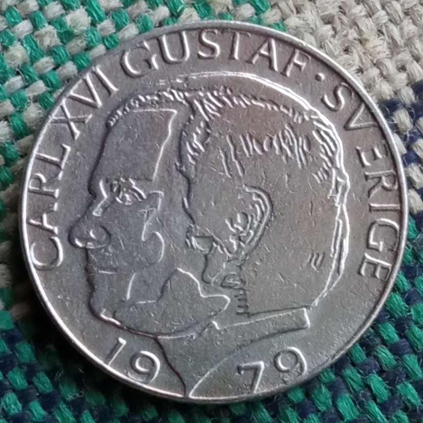 Koin Kuno Swedia 1 Krona 1976-1981 (tahun acak)