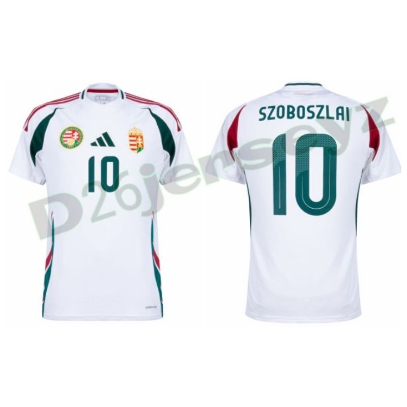 Jersey Hungaria Away 2024 / 2025 + Cetak Nama Nameset SZOBOSZLAI 10 / Custom Font OFFICIAL