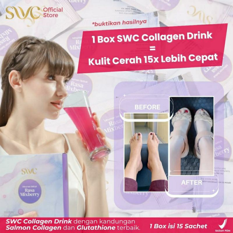SWC Collagen Drink [Untuk Kulit Yang Ingin Putih] Extra Glutathione With Collagen New Formula 15x Me