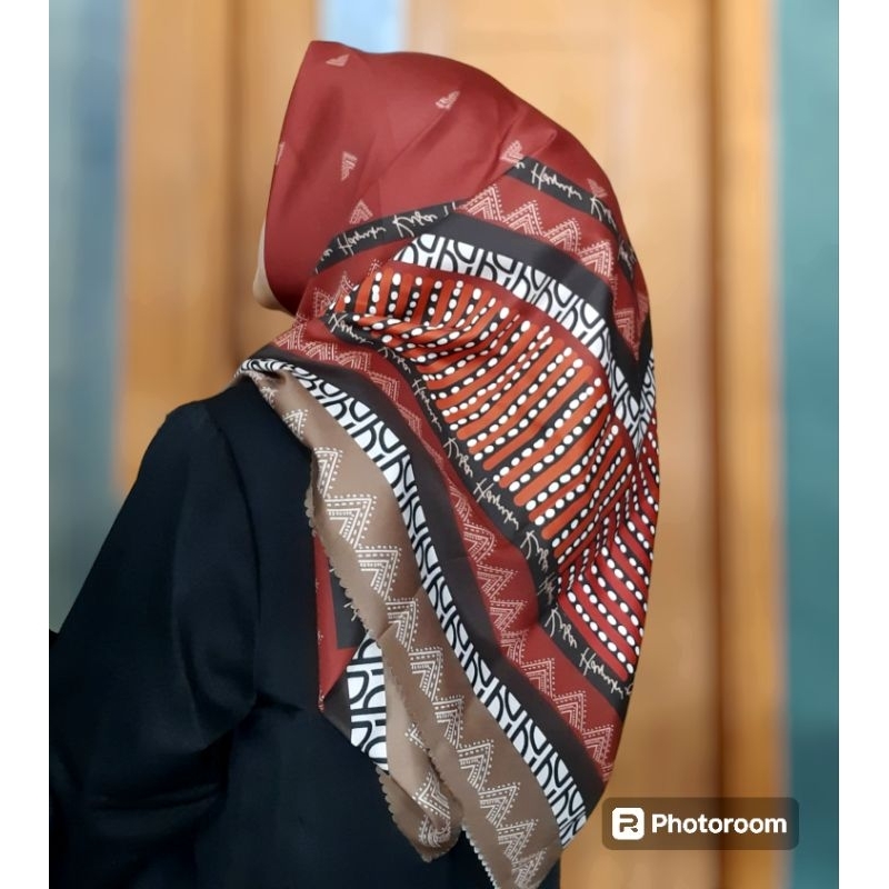 KISA-hijab voal segiempat motif premium/Teracota/merah bata/kerudung motif/jilbab motif 110 x 110cm
