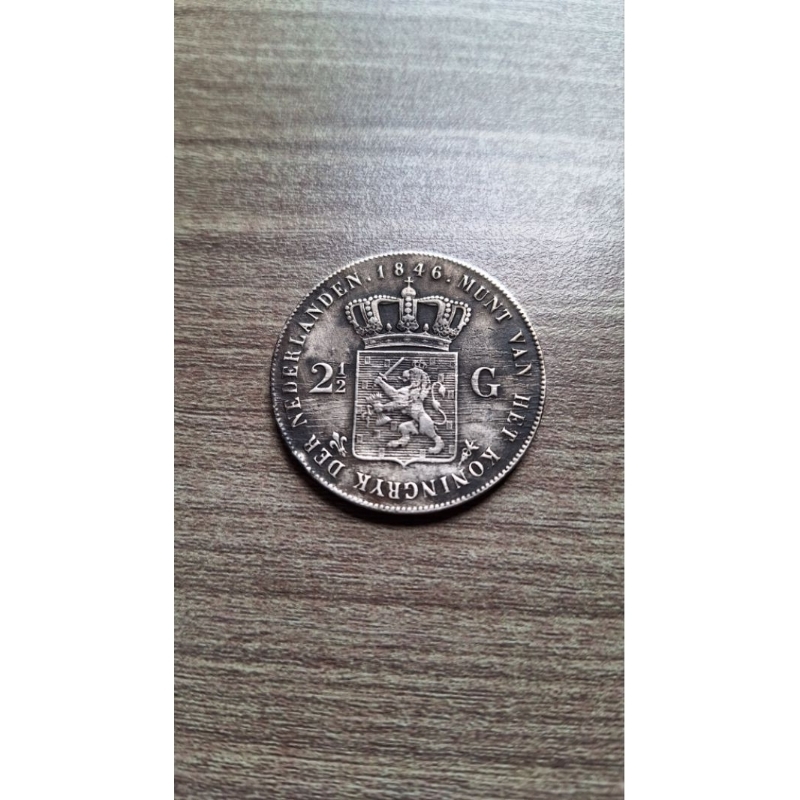 Koin Perak 2.5 Gulden Willem II tahun 1846