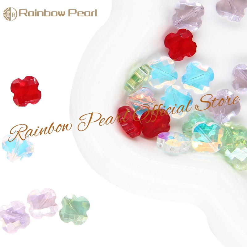 Rainbow Pearl - [5/6PCS] - Bunga Kristal Manik-manik Semanggi Tiga Daun Empat Daun Bunga