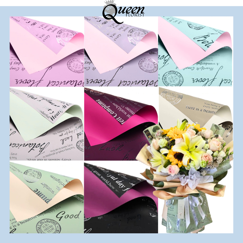 

Kertas Bunga Paper Buket Motif Tulisan Ecer Florist Cellophane 6017