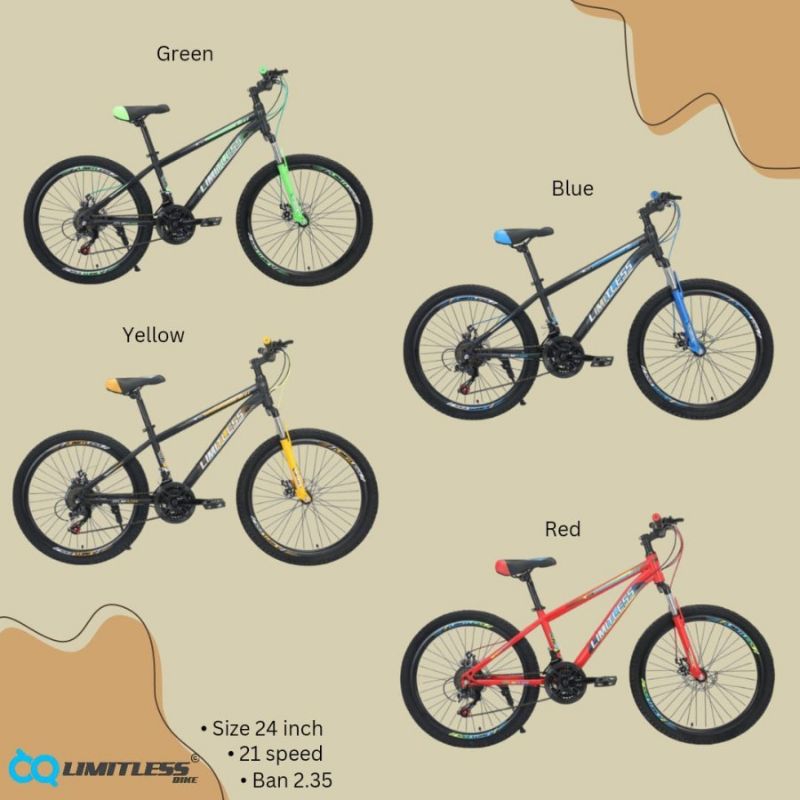 Sepeda Gunung MTB 24 Limitless 21 speed (Bonus Tas segitiga Frame)
