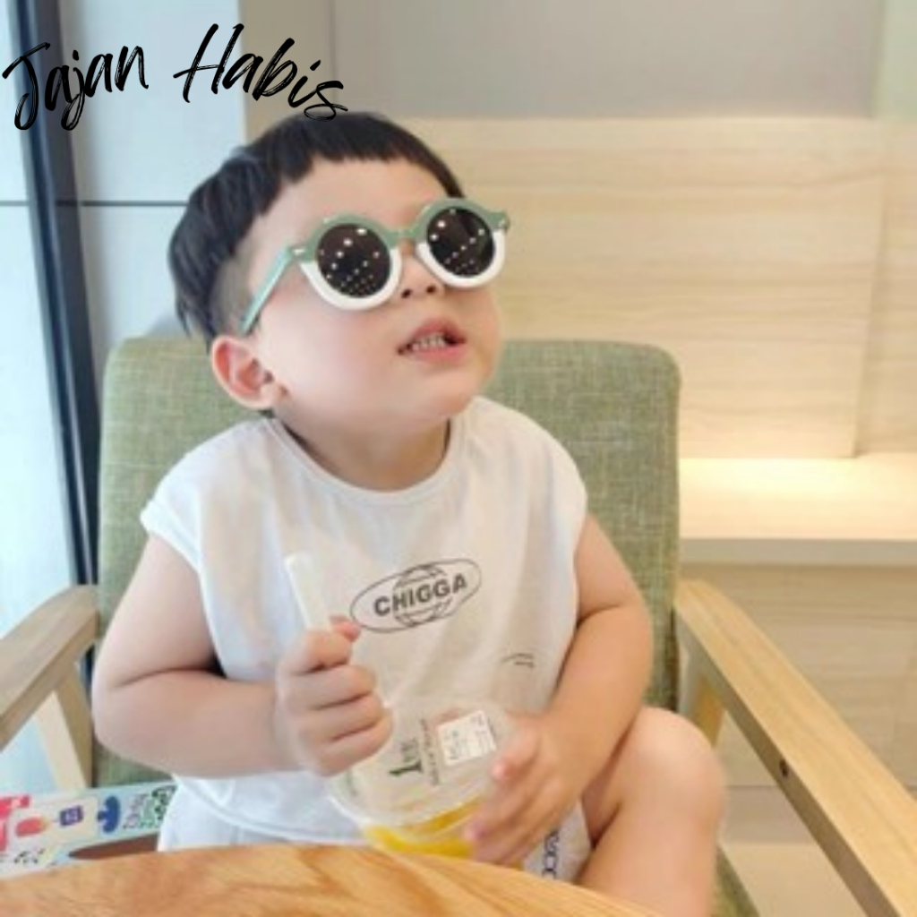 JABIS Kacamata Anak Perempuan Bulat Leopard Korea Fashion Lucu 6683 Kaca Mata Laki Laki Hitam Gradas