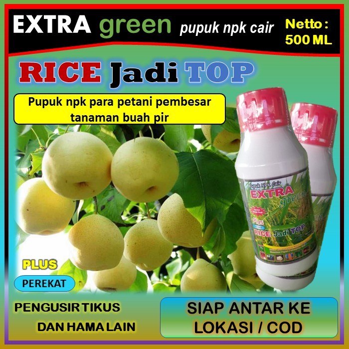 Pupuk tanaman pir npk cair lengkap ( EKTRA GREEN RICE jadi TOP ) 500 ml - pupuk pembesar tanaman pir