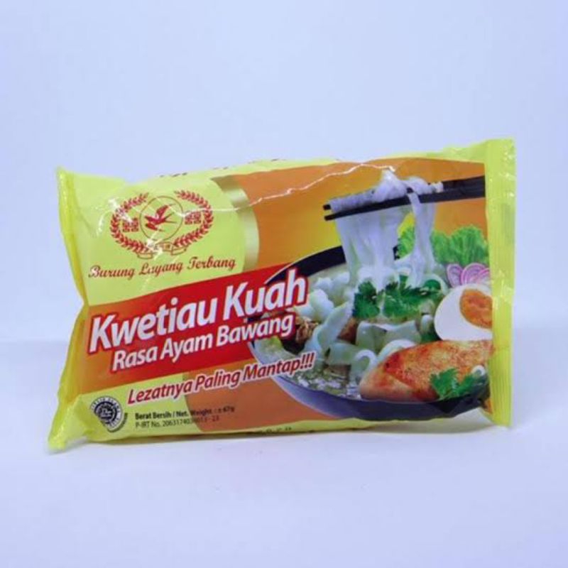

Kwetiau Kuah Instant cap Burung Layang Terbang rasa Ayam Bawang 67gr Kwetiaw Siram