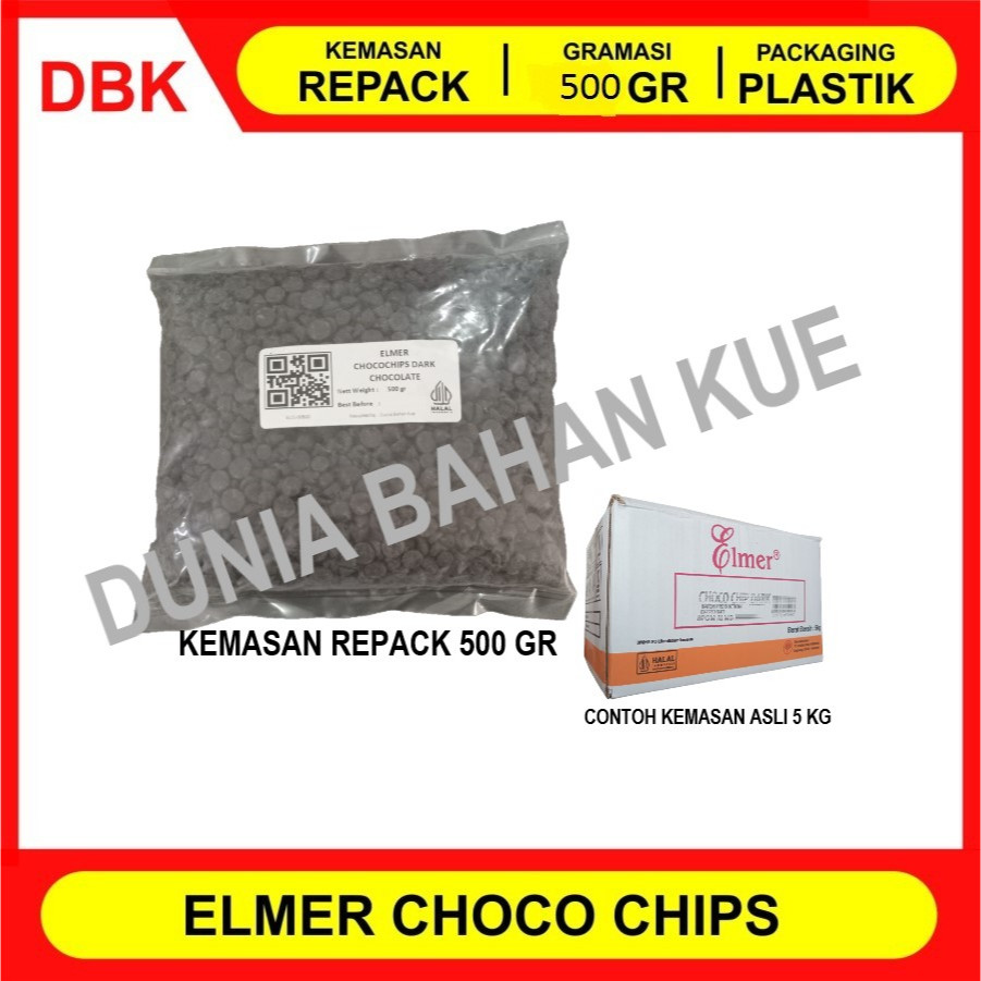 

ELMER CHOCOCHIPS DARK - 500 GR/ COKLAT CHIP / CHOCO CHIPS