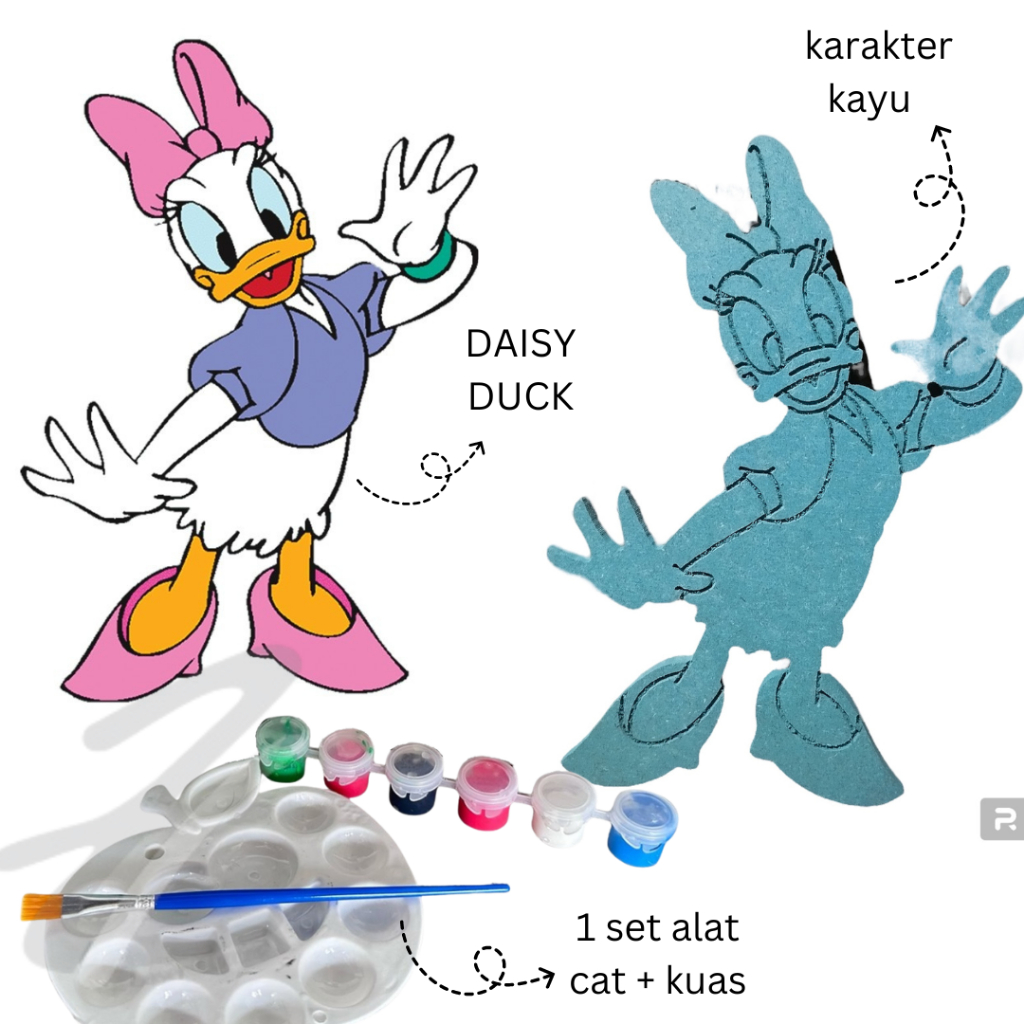 

DIY wood painting kit daisy duck / DIY painting kit / DIY painting kayu karakter disney / melukis anak set / mewarnai kayu