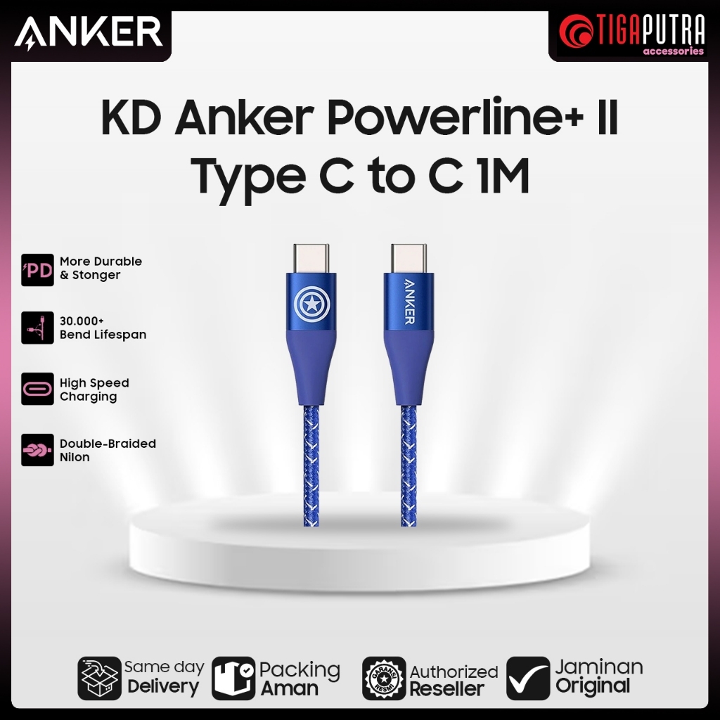 Kabel Charger Anker PowerLine+ II Type C to C 1m