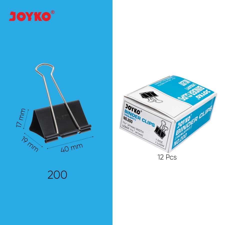 

Binder Clip / Klip / Penjepit Kertas Joyko 200 / 1 BOX 12 PCS