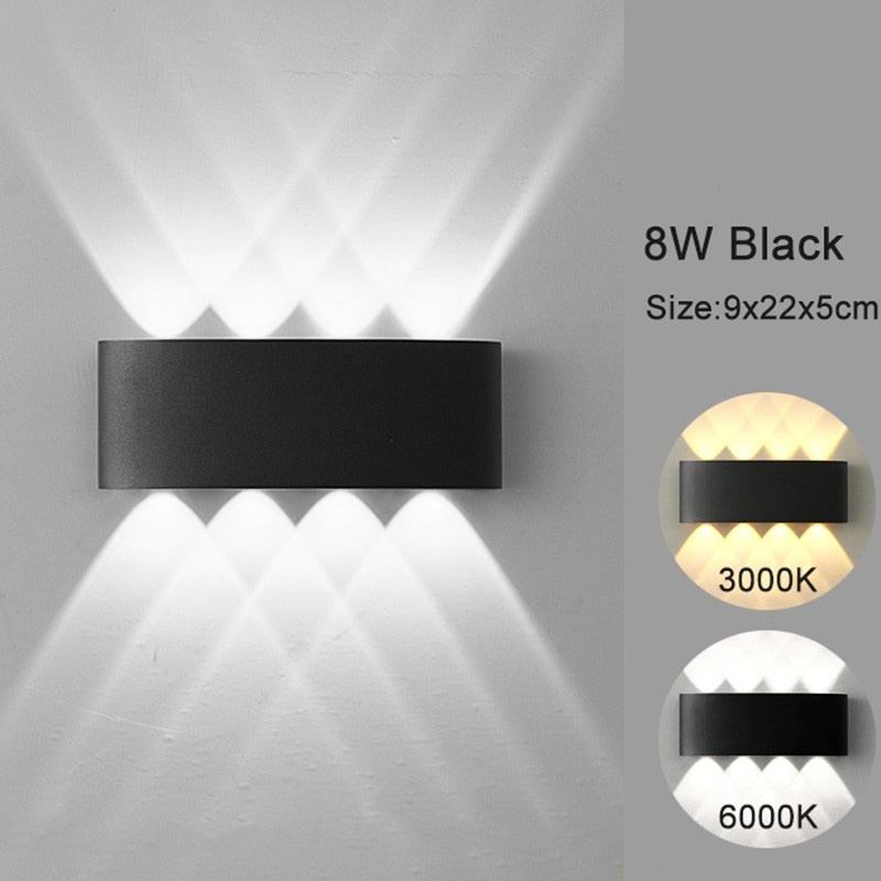 【Ini bukan lampu tenaga surya!】Lampu Dinding Taman Outdoor COB 4 MATA 6 MATA 8 MATA / LED Wall Light Minimalis 4X1W LAMPU TEMPEL COCOK UNTUK TEMBOK PILAR OUTDOOR INDOOR RUMAH-8WHitam-cahaya putih
