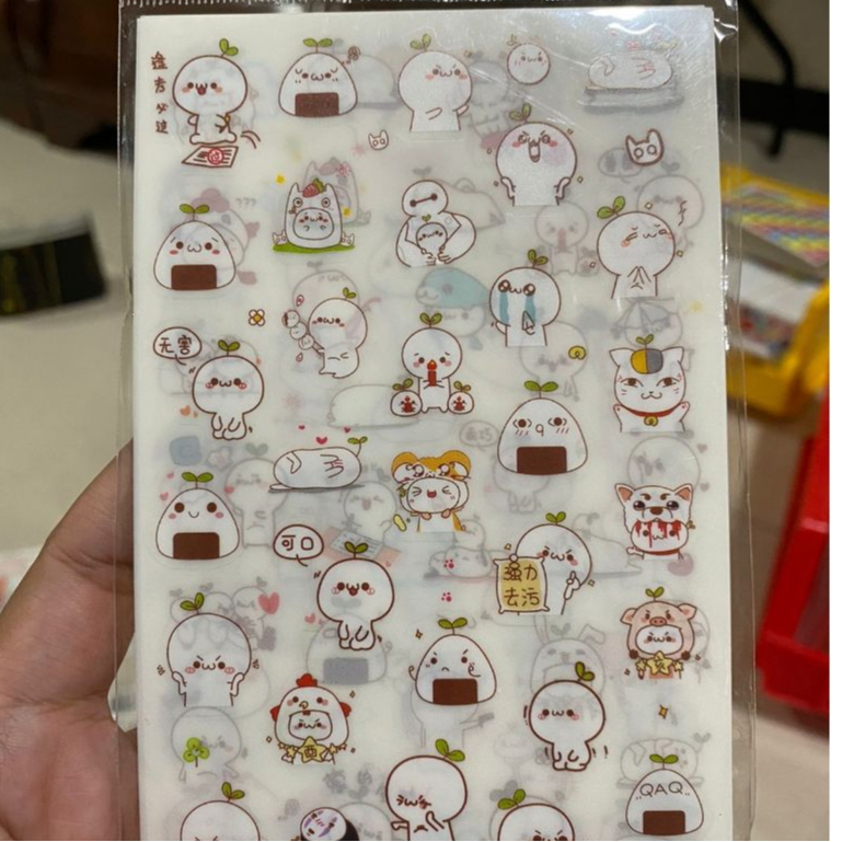 

PVC sticker 6 in 1 DIY scrapbook jurnal stiker ekspresi Korea transparant stiker lucu cute stiker diari