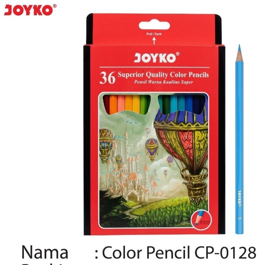 

Pensil Warna Joyko CP-0128 Superior Quality 36 Warna Color Pencils Hexagonal Grip