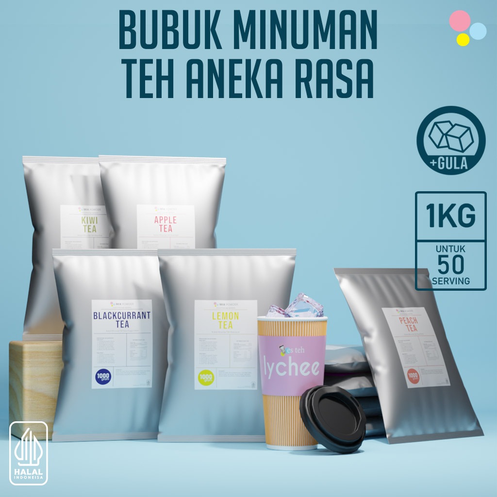 

Mix Powder Tea Bubuk Minuman Teh Aneka Rasa Buah Serbuk Instan Drink Kemasan 1 Kg | 1000 Gram