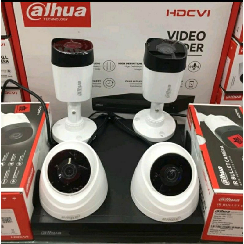 Paket cctv dahua 4 chanel dan 4 kamera 2mp 1080p