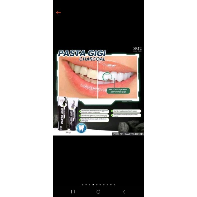 Pasta Gigi Charcoal  SR12 / Pasta Gigi Pemutih Gigi SR12