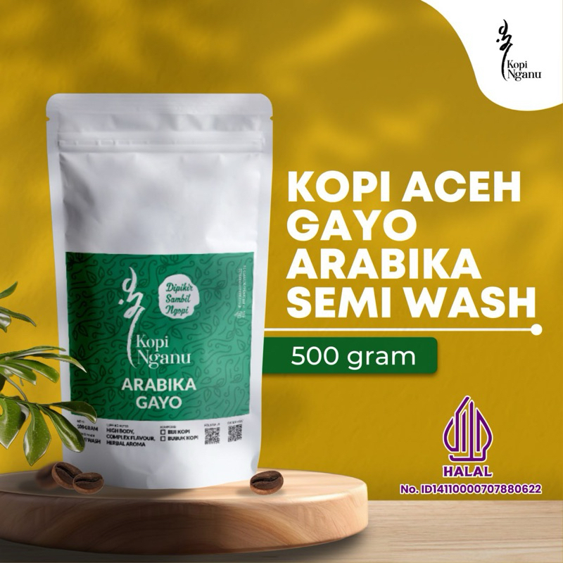 

Kopi NGANU Kopi Arabika Gayo Aceh 500 Gram Semi Wash Bubuk Biji Halal PIRT