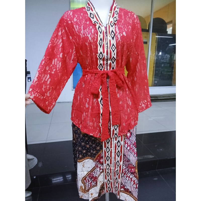 ONE SET ROK BATIK STELAN BAJU KEBAYA KUTUBARU KARTINI ROK SEPAN BAHAN FULL BATIK STRETCH DAN BROKAT 