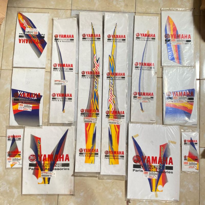 Striping stiker set Yamaha Jupiter z lama 2004 silver kuning original YGP
