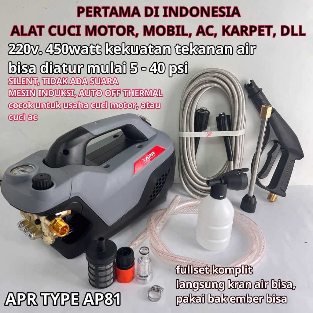 APR JAPAN AP81 Steam Cuci Mobil Motor AC Jet Cleaner Semprotan Air Taman  Diatur Kekuatan Semburan