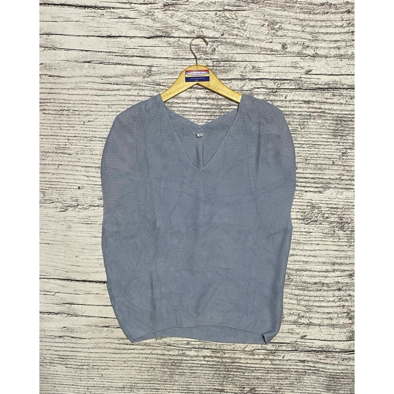 Vest rompi knit knitwear rajut atasan wanita cewek outer uniqlo biru langit second