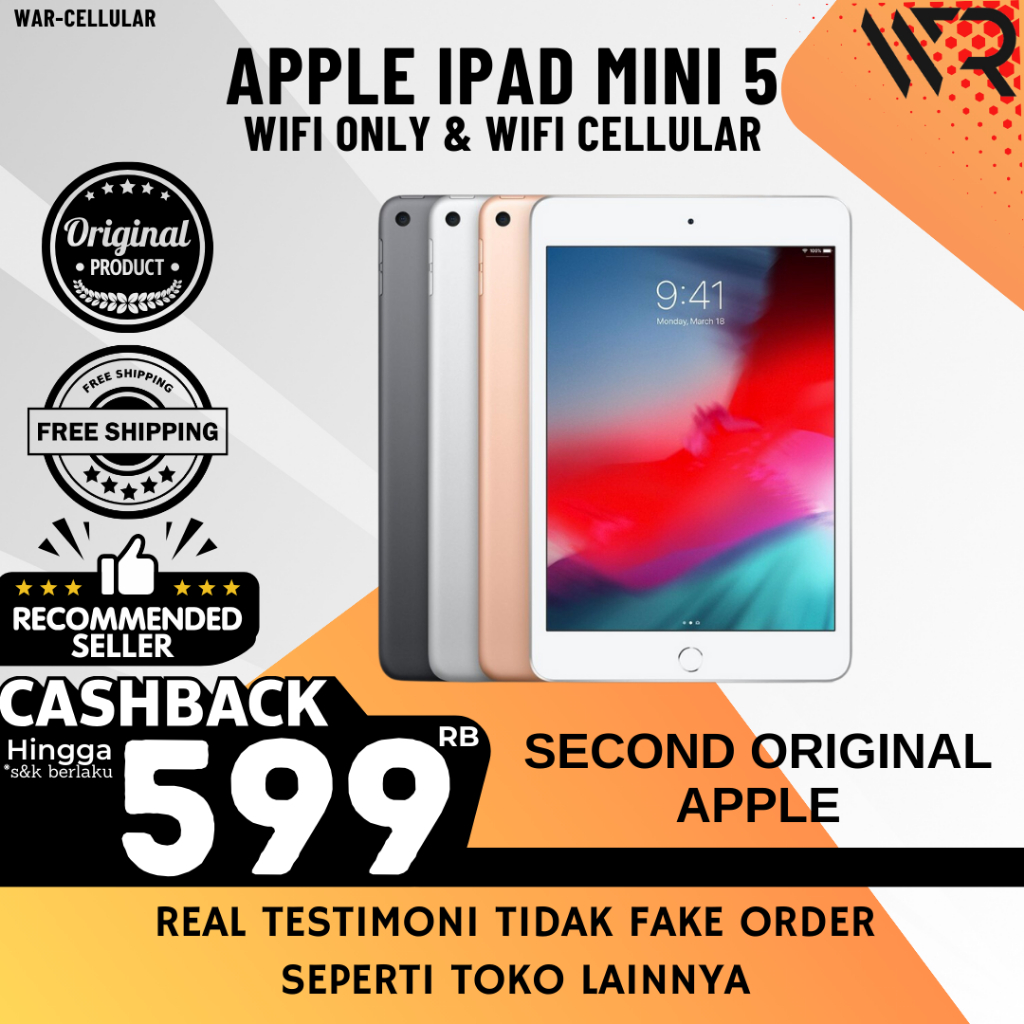Apple iPad Mini 5 & 4 256GB 128GB 64GB 32GB Wifi Only & Cellular | Second Original Fullset