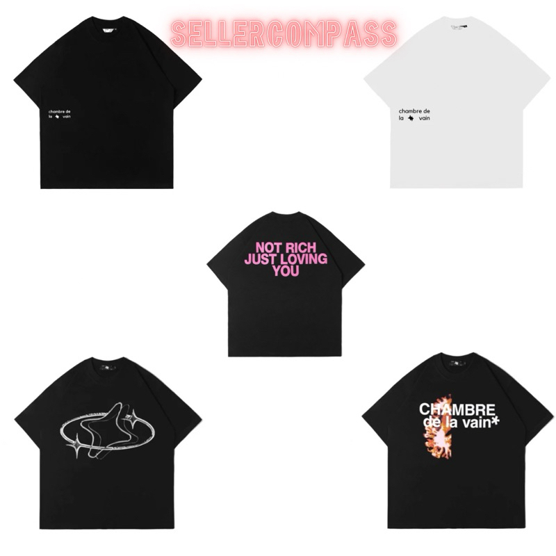 Tshirt CHMB Chambredelavain Not Rich / Logo Basic White / Logo Basic Black /Brain Storm BK/Metallic 