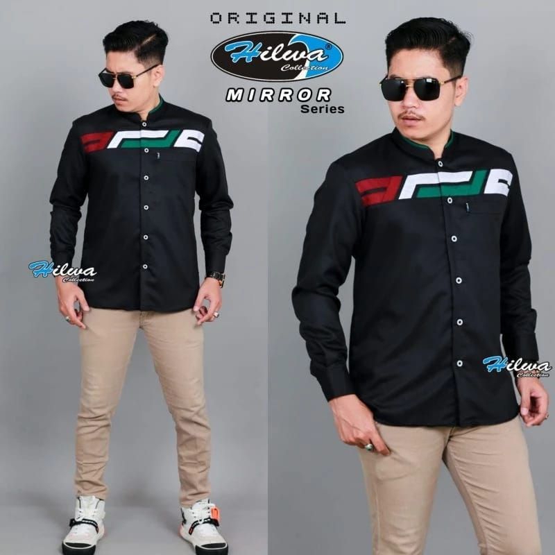 Baju koko muslim pria dewasa motif palestina warna hitam original hilwa collection sragam hadroh