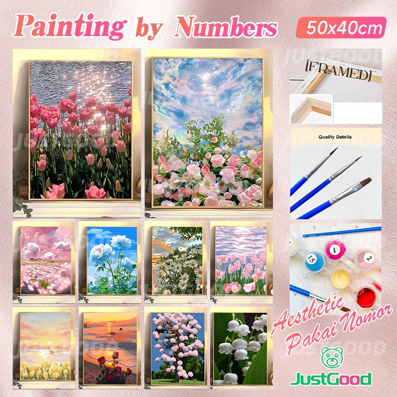 

4x5cm Paint by Number Canvas Set Melukis Aesthetic Pakai Nomor ART W4X7