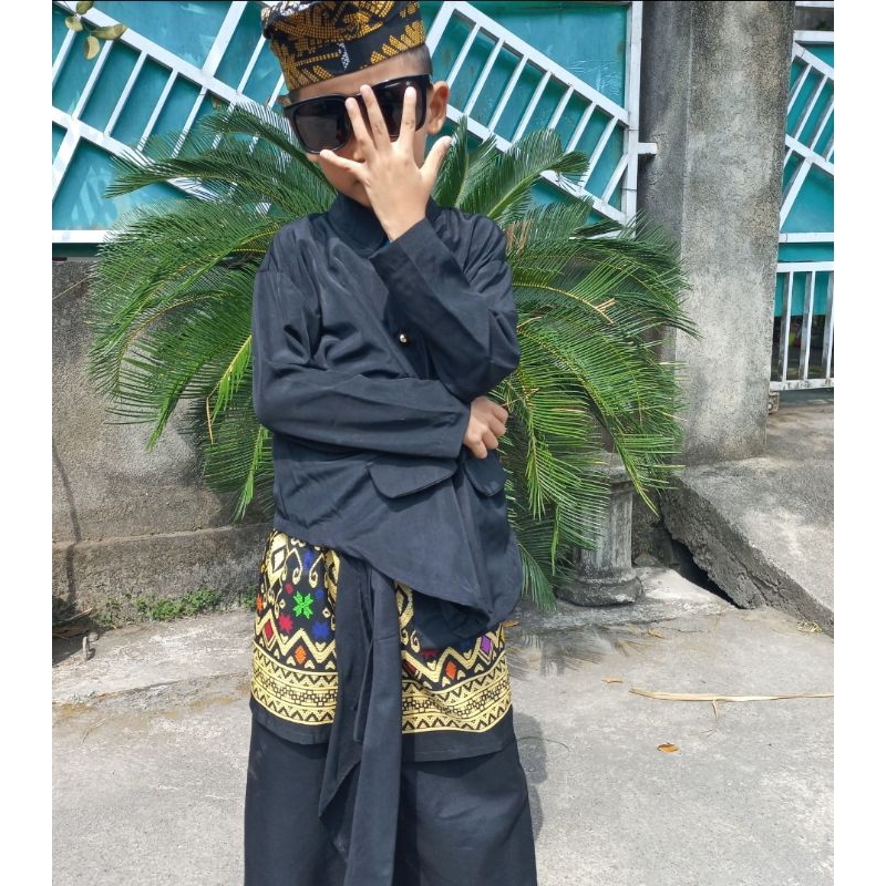 Set Pegon Baju Tradisional Adat  Sasak Lombok Untuk anak Laki-Laki. KOMPLIT BAJU, KAIN & CAPUK