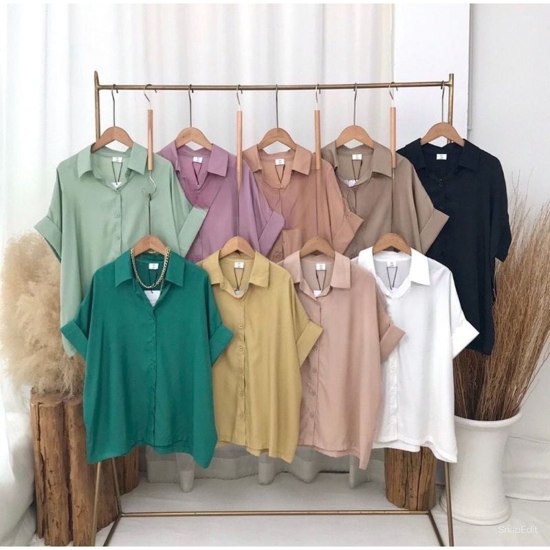 Gevally top / Atasan  Kemeja Wanita bahan satin / Import premium