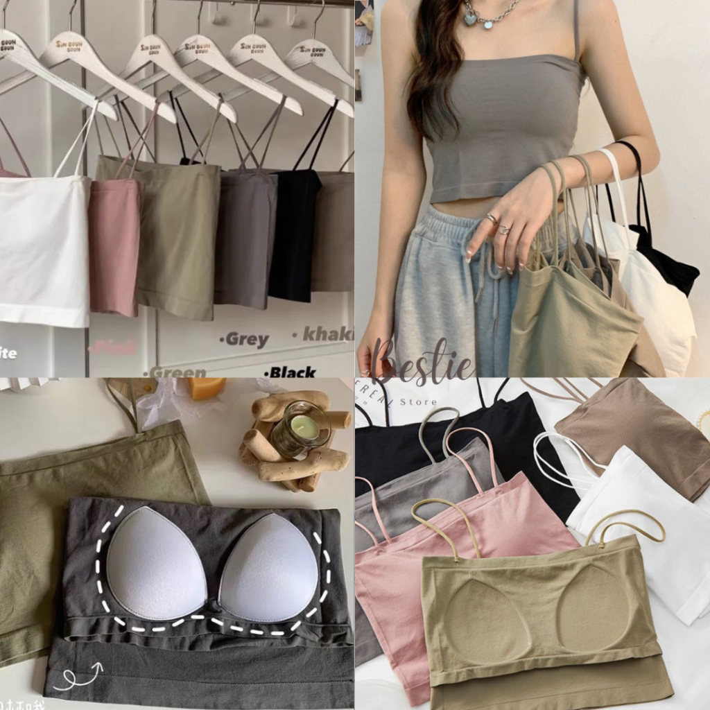 Bestie Bra Tanktop Fashion Dalaman Bh Model Croptop Pendek Korea Bahan Katun Spandek