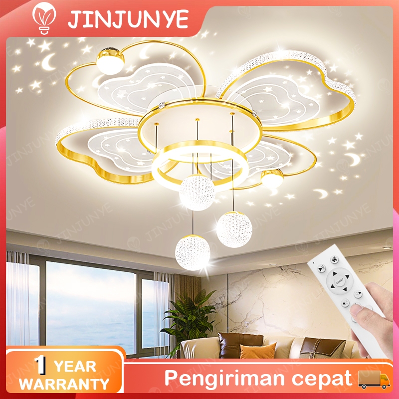 Lampu Gantung Mewah Ruang Tamu Lampu Hias Ruang Tamu LED 3 Warna REMOTE Lampu Hias Minimalis Lampu L